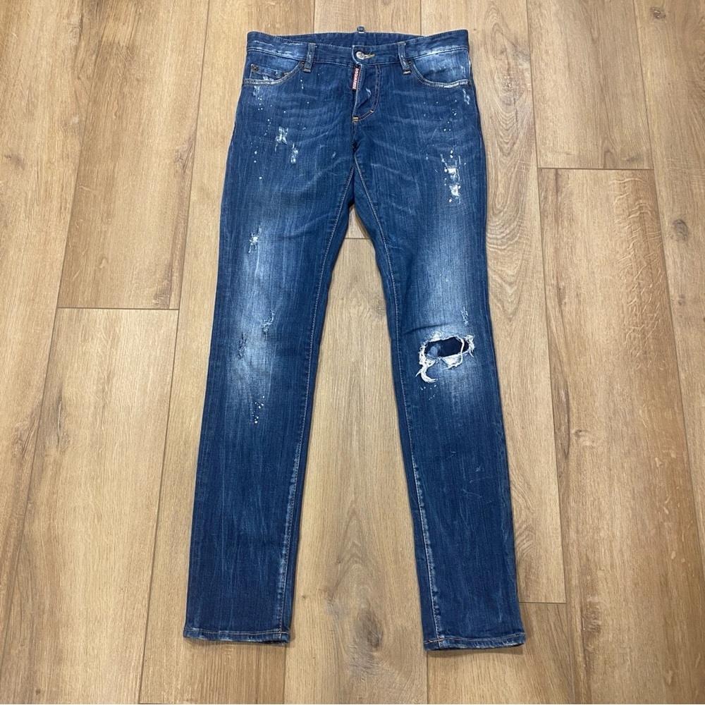 🌟DSQUARED2🌟 MENS DISTRESSED SLIM STRAIGHT LEG JEANS ITALY MADE SZ 44 or 32/34
